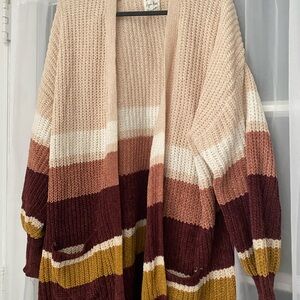 Hippie Rose Earthy Tones Striped Cardigan